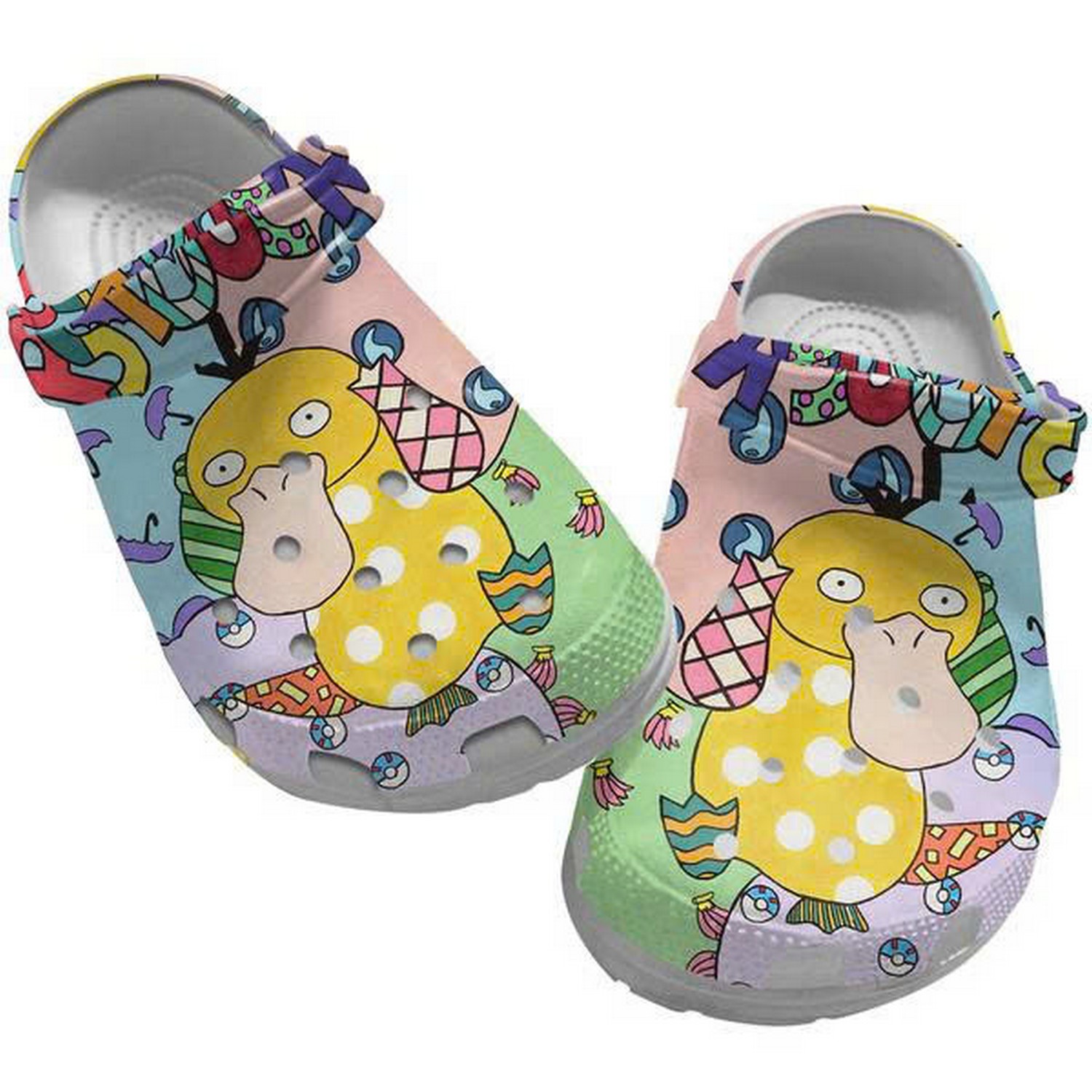Cute Koduck Pokemon Psyduck Light Colorful Clogs For Kids & Adults