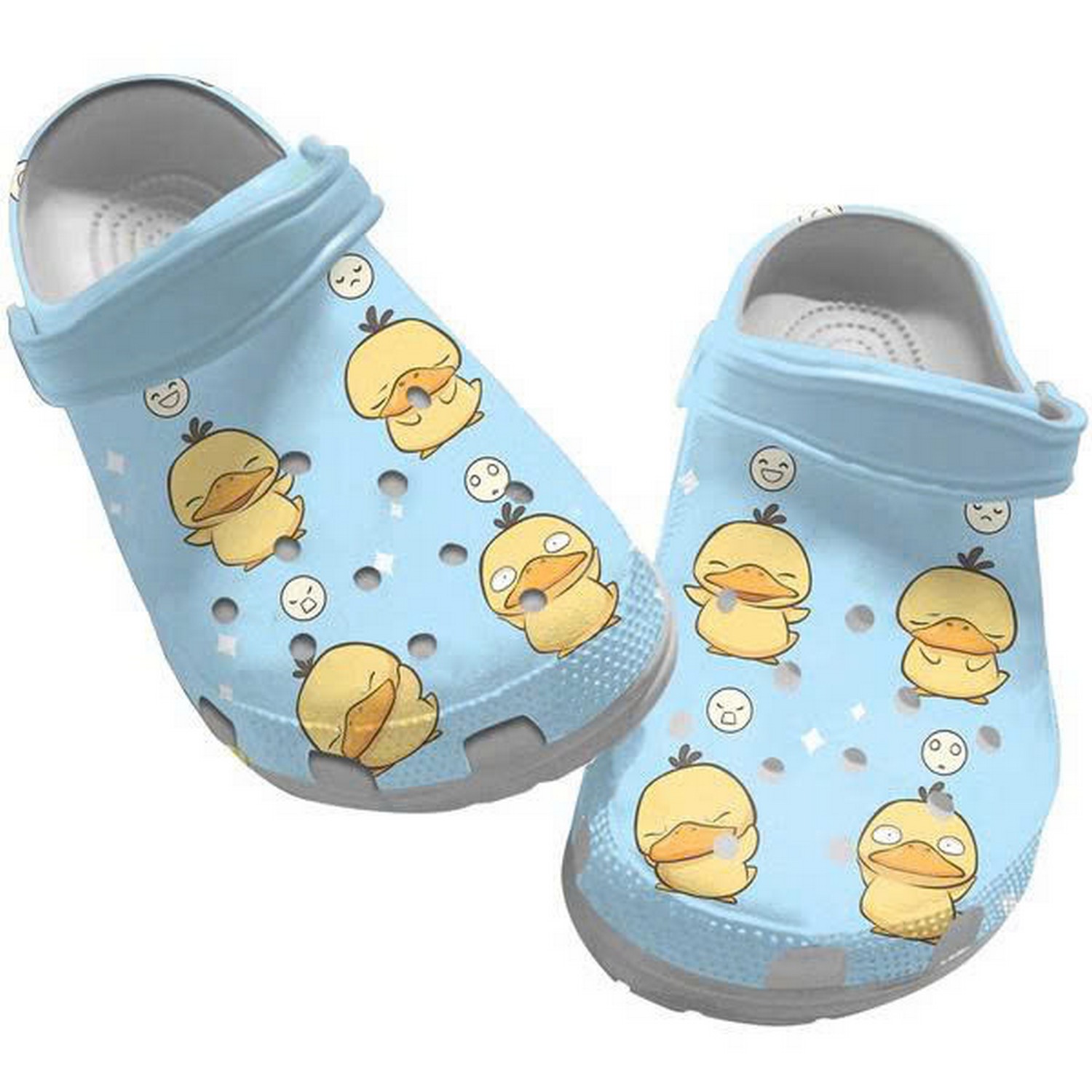 Cute Pattern Koduck Pokemon Psyduck Light Blue Clogs For Kids & Adults