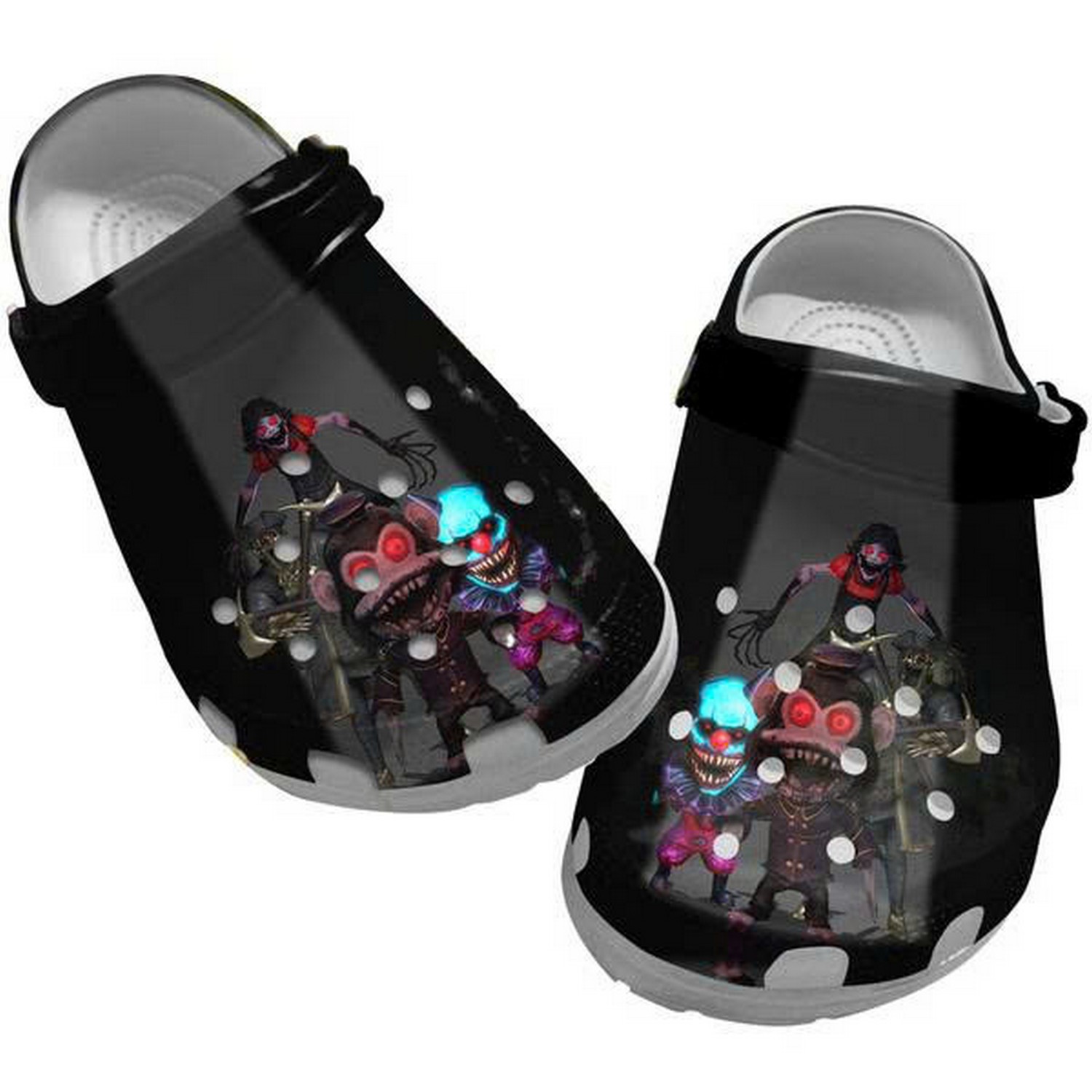 Dark Deception Game Murder Horror Characters Black Gray Clogs For Kids And Adults