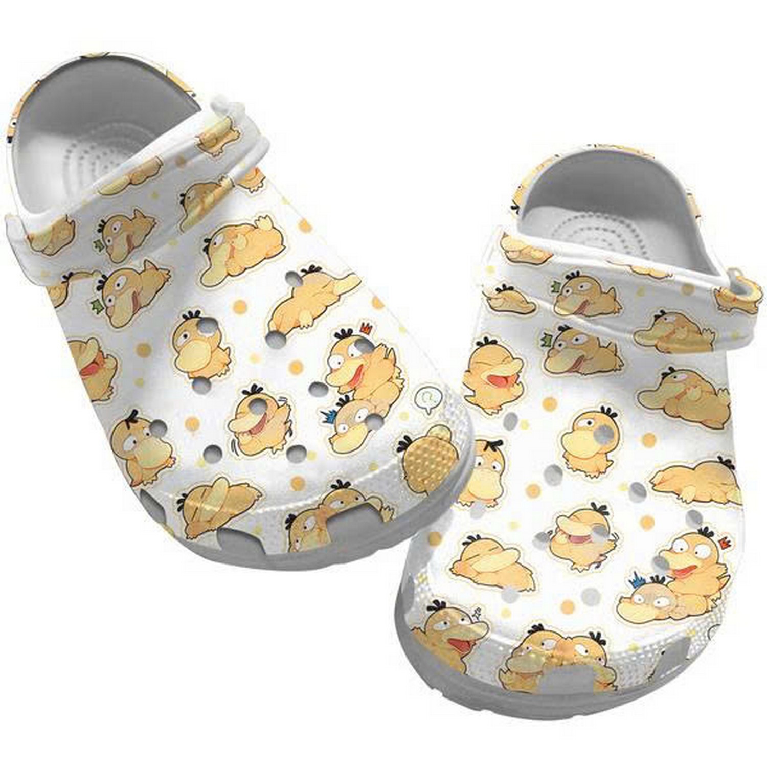 Emotion Psyduck Tiny Pattern White Clogs For Kids & Adults