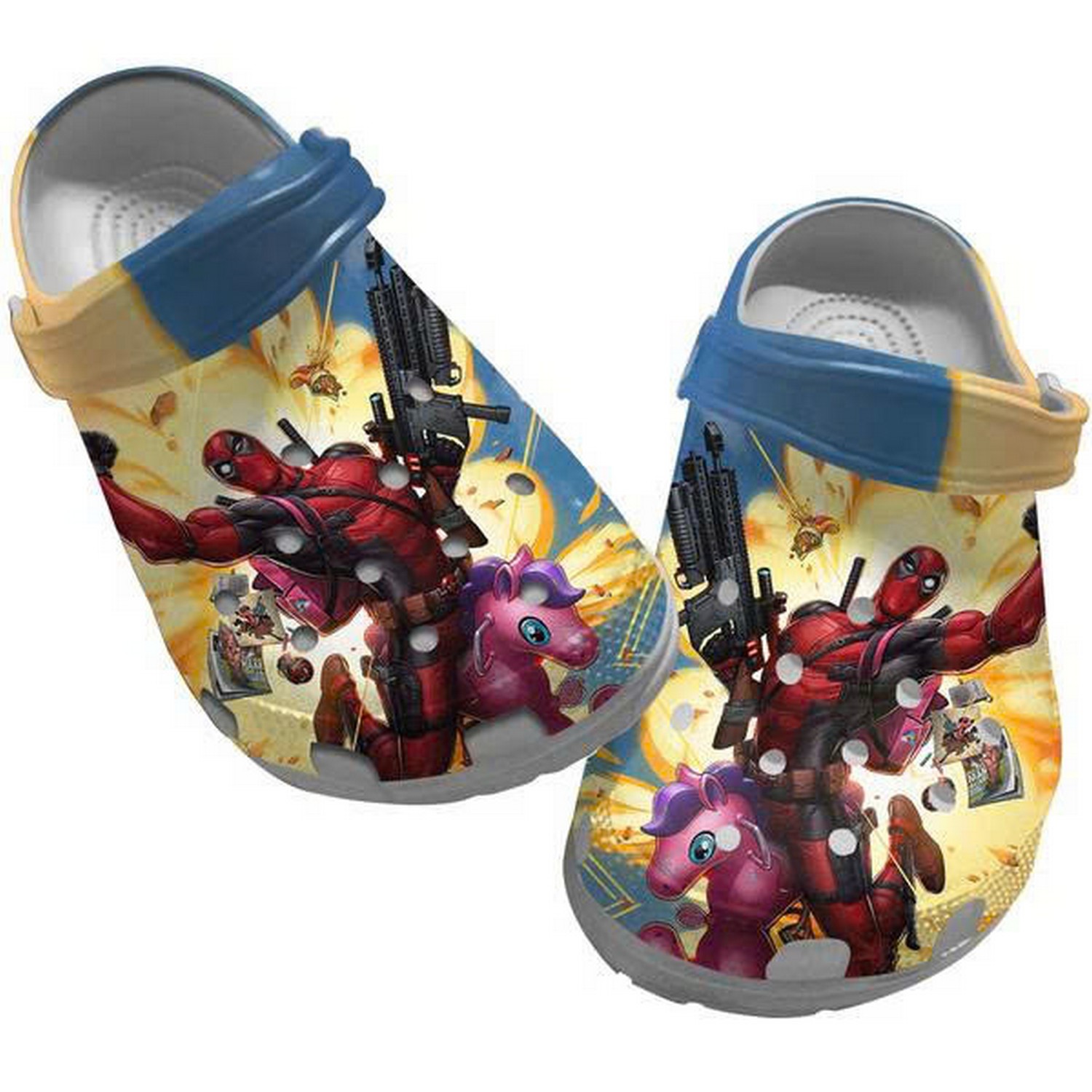 Funny Deadpool Rding Unicorn Destroy It All Clogs For Kids & Adults