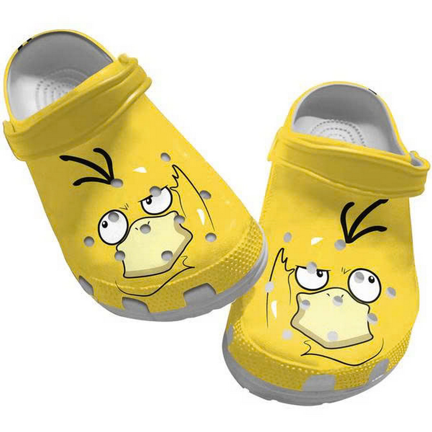 Funny Face Psyduck Pokemon Cartoon Yellow Clogs For Kids & Adults