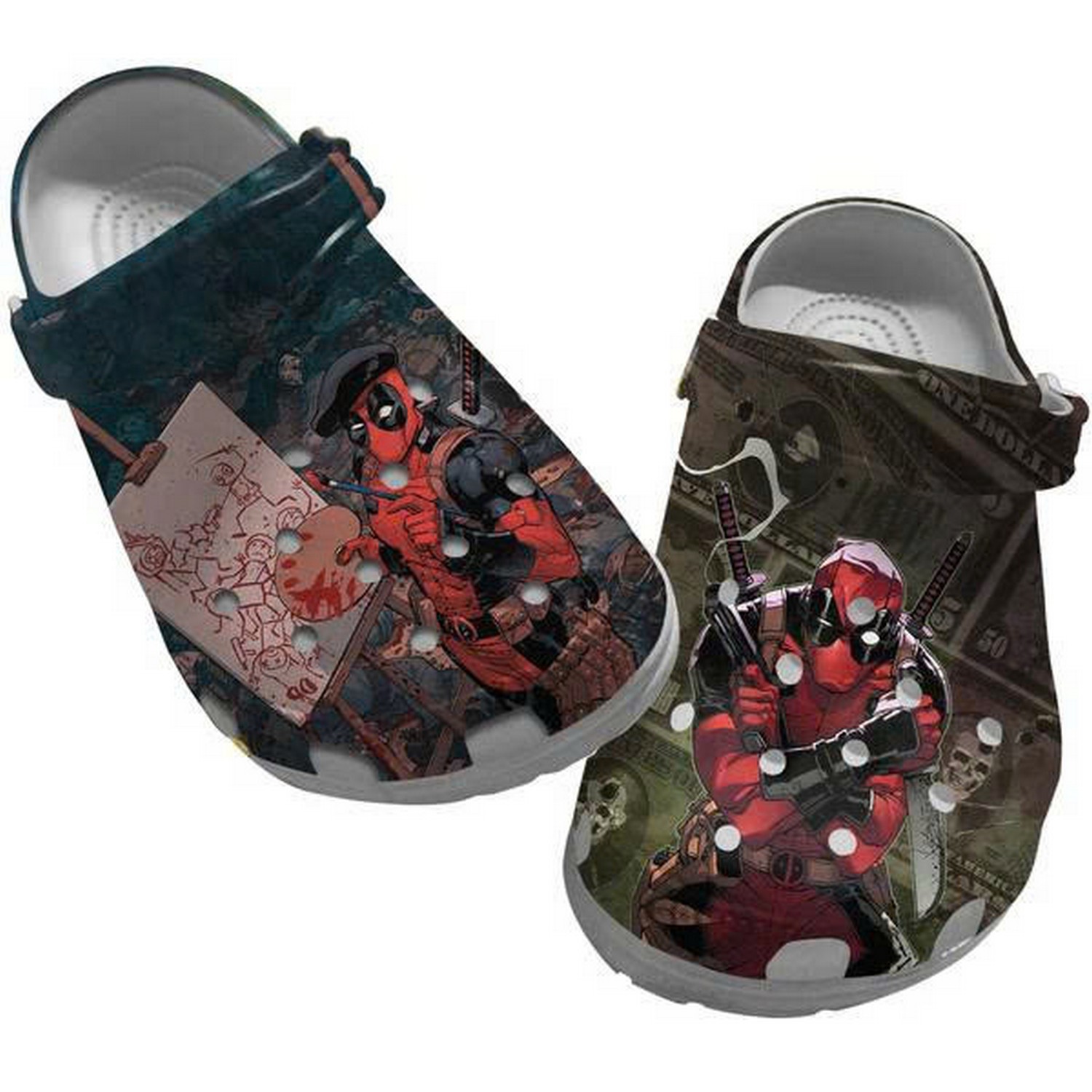 Funny Painting Deadpool Clogs For Kids & Adults