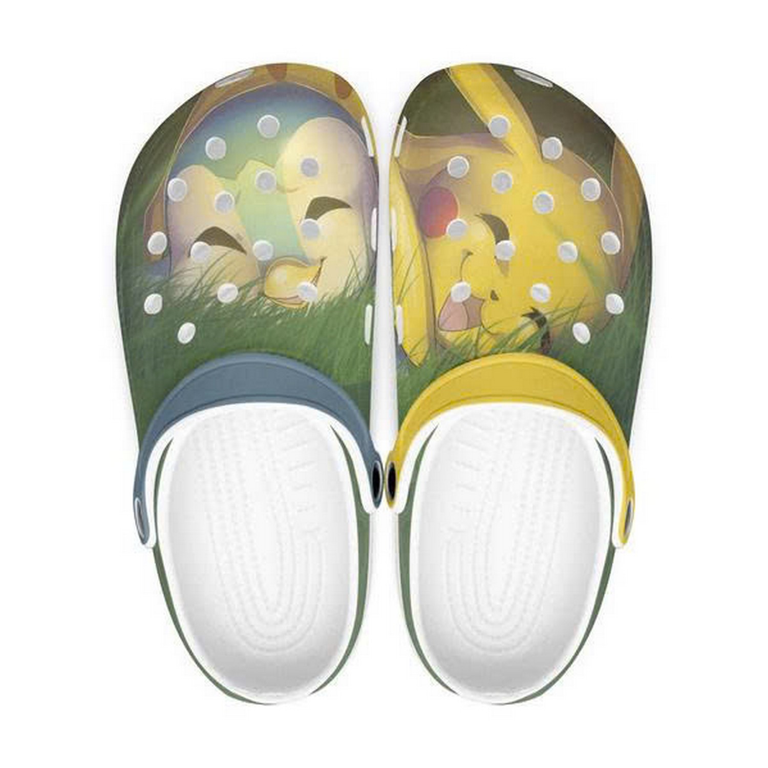Happy Pikachu On The Grass Clogs For Kids & Adults