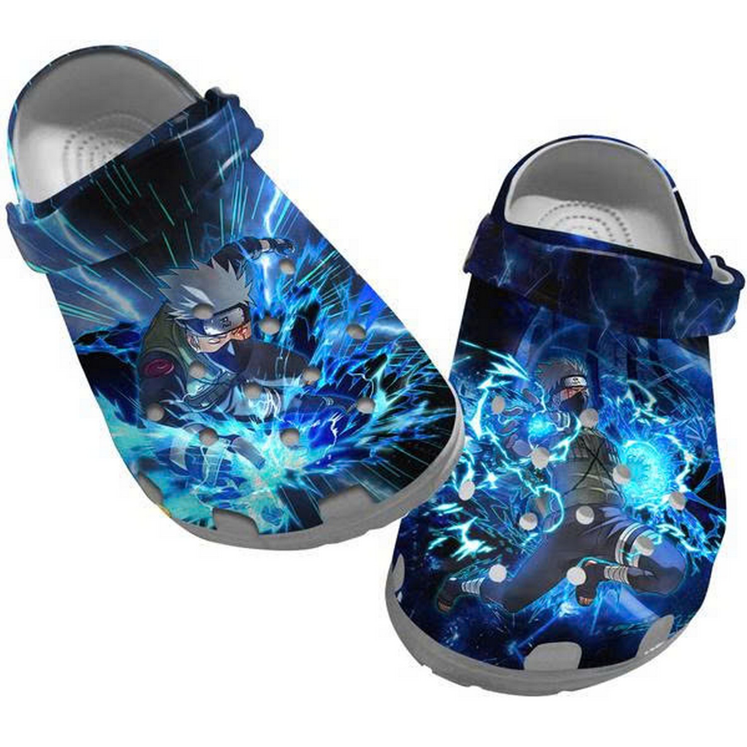 Hatake Kakashi Lightning Dark Blue Clogs For Kids And Adults