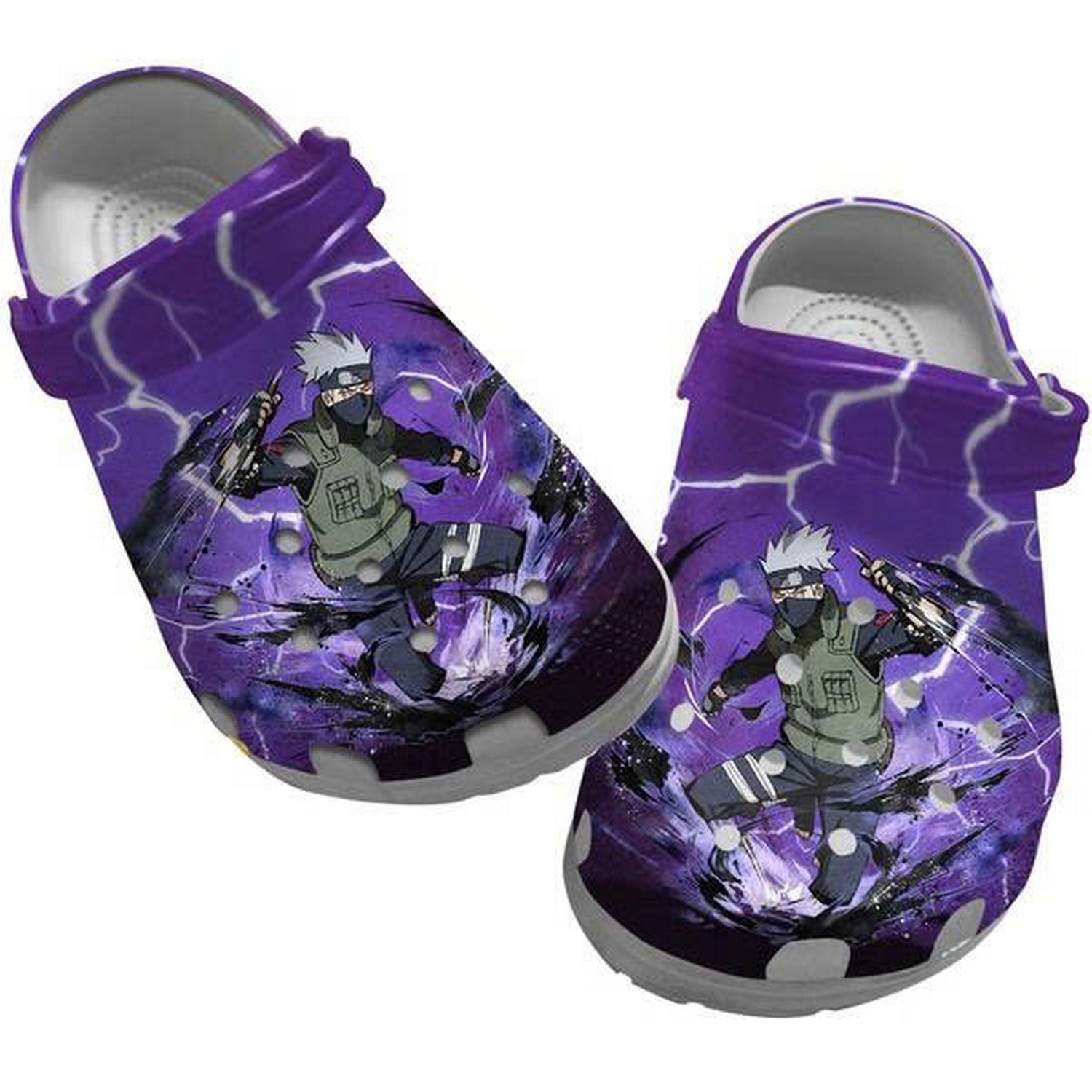 Naruto Hatake Kakashi Lightning Purple Clogs For Kids & Adults