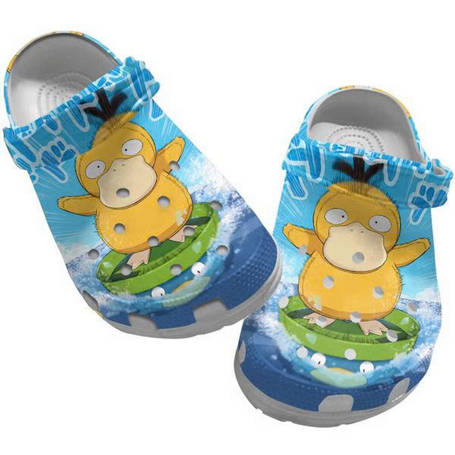 Psyduck On The Big Leaf Flow Water Clogs For Kids And Adults