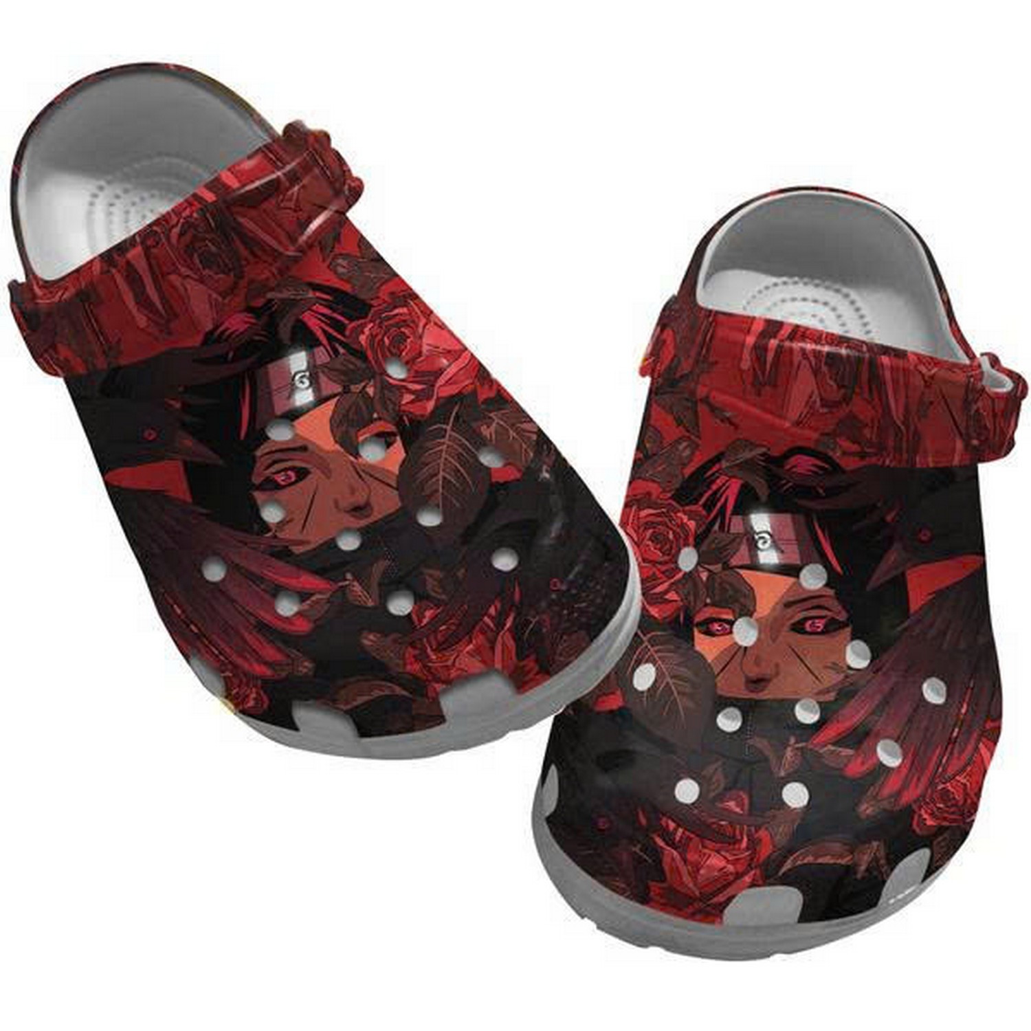 Sasuke Uchiha Naruto Red Rose Clogs For Kids & Adults
