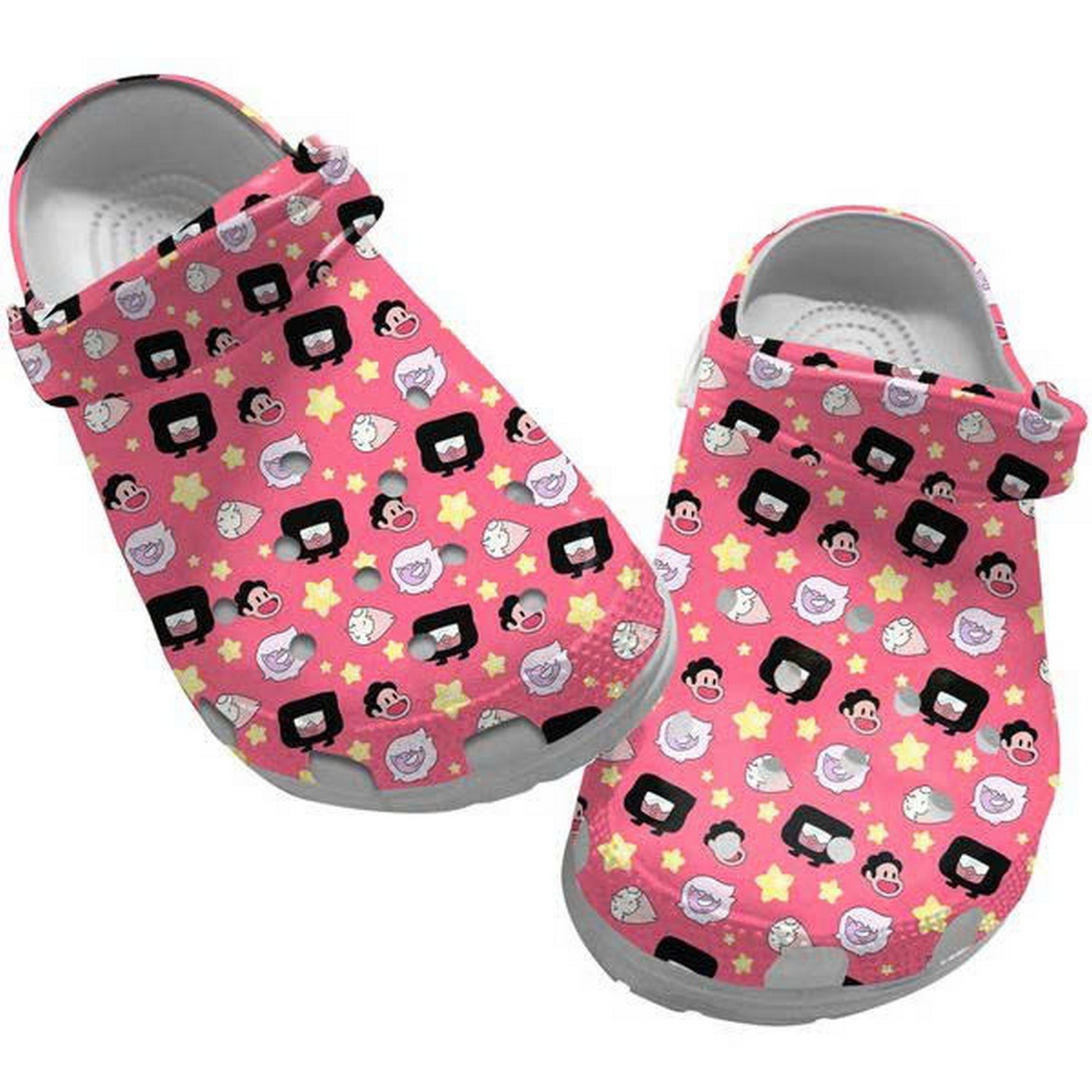 Steven Universe Cartoon Movie Characters Funny Face And Stars Pattern Pink Clogs For Kids And Adults