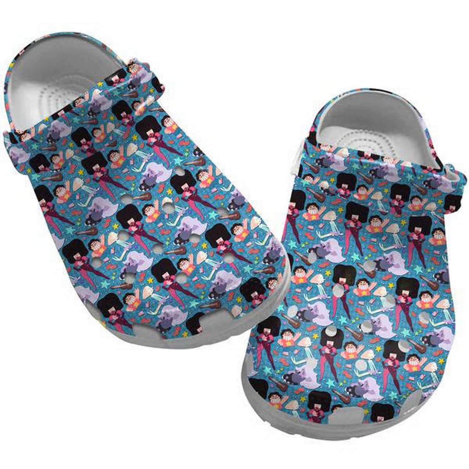 Steven Universe Characters Pattern Blue Clogs For Kids & Adults