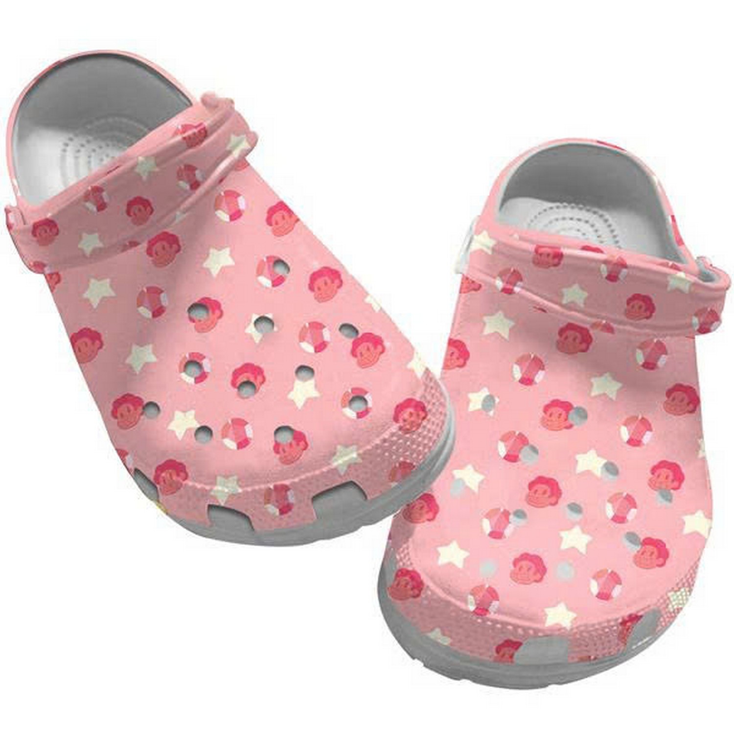 Steven Universe Funny Pink Face And White Star Pattern Pink Clogs For Kids And Adults