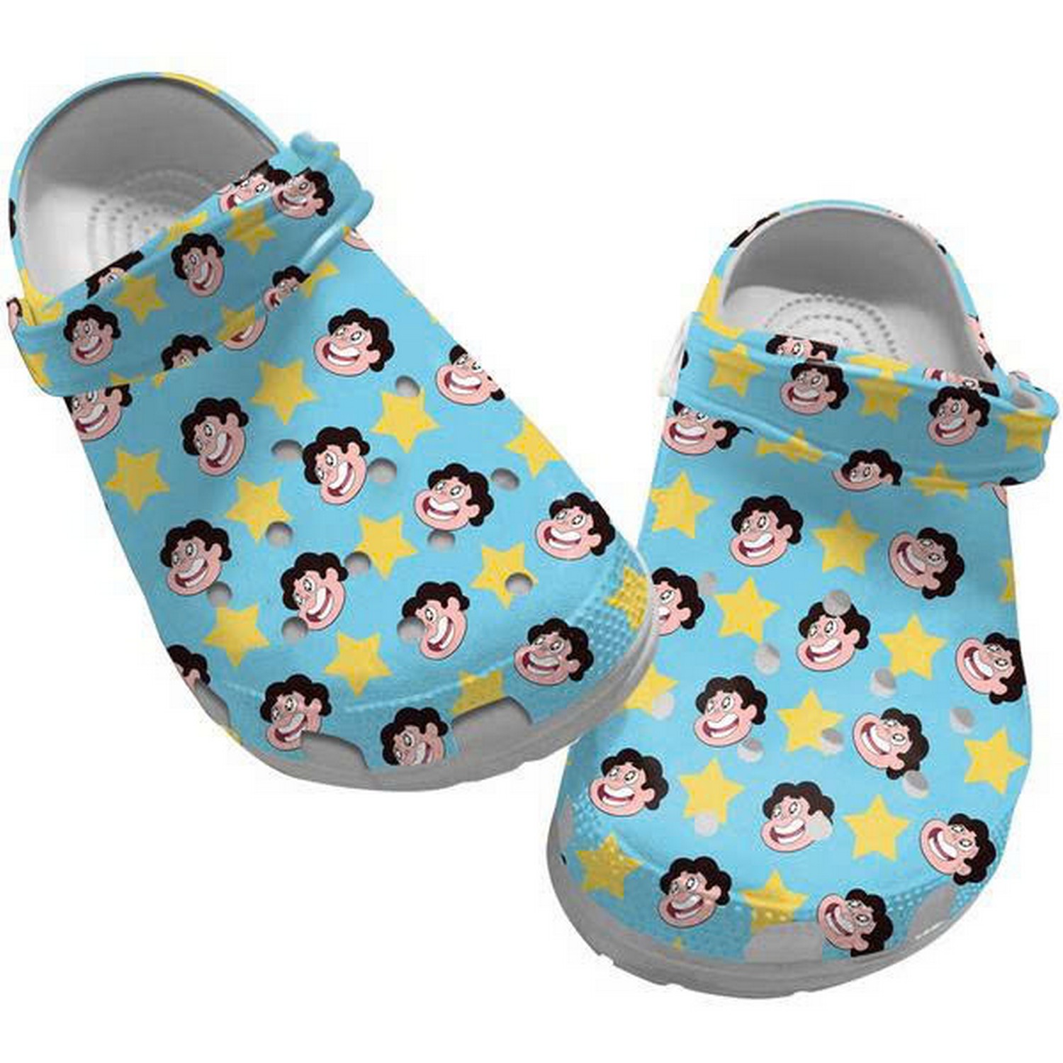 Steven Universe Happy Face And Stars Pattern Blue Clogs For Kids And Adults
