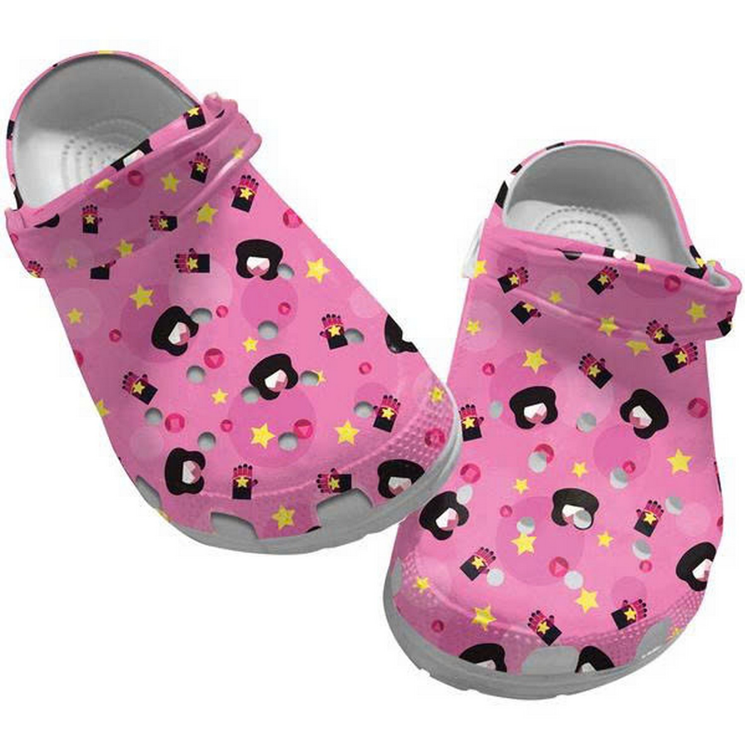 Steven Universe Movie Garnet Funny Face And Star Pattern Pink Clogs For Kids And Adults
