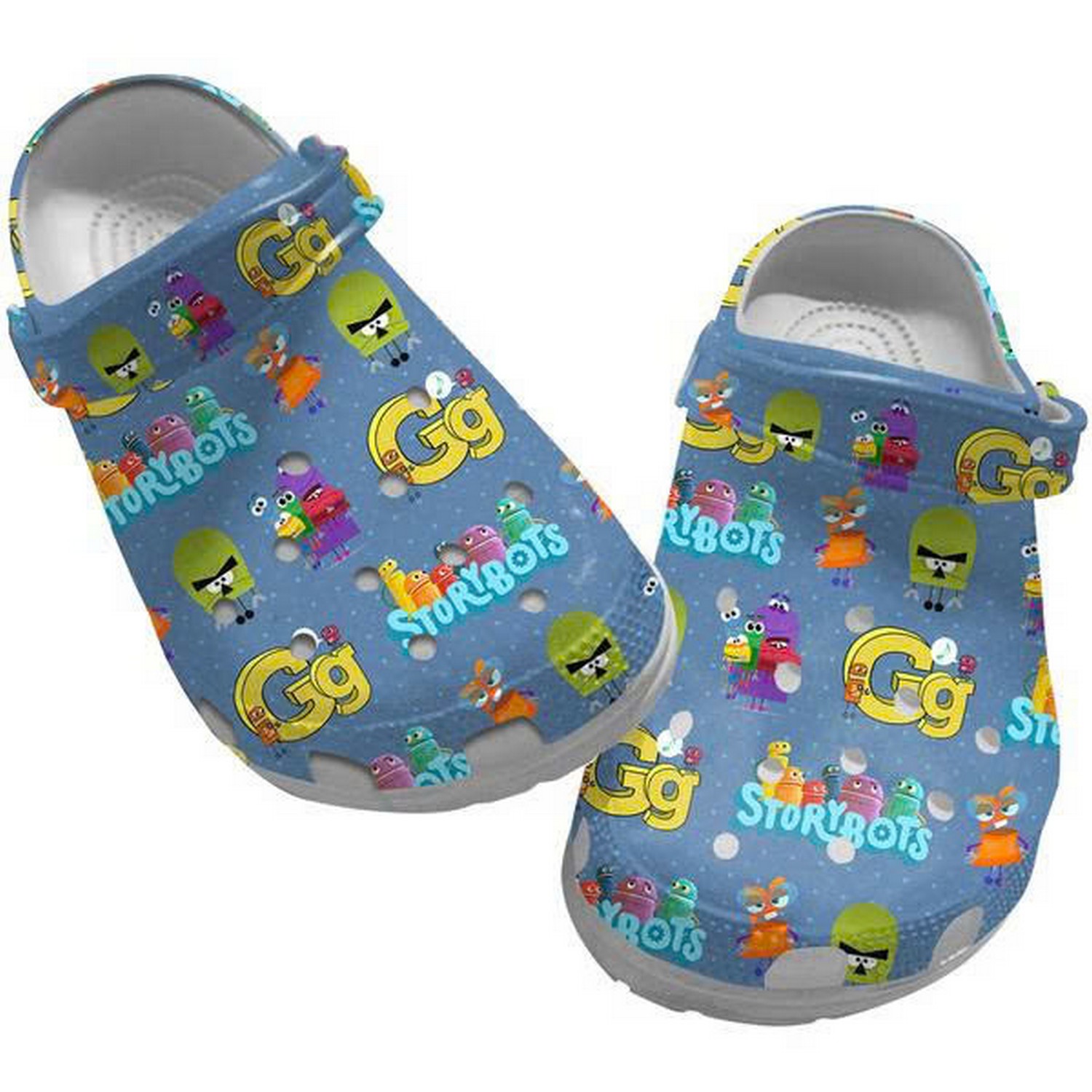 Storybots Characters Abphabet Gg Blue Clogs For Kids & Adults
