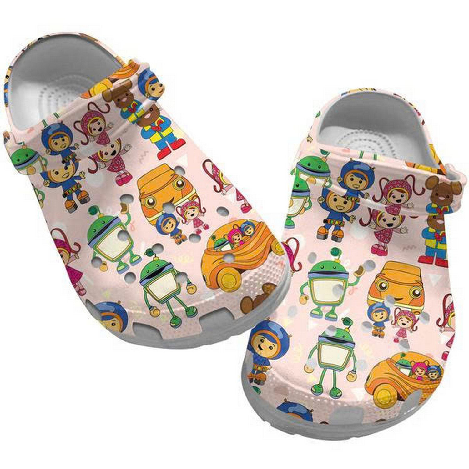 Team Umizoomi Cartoon Movie Happy Characters Peach Clogs For Kids & Adults