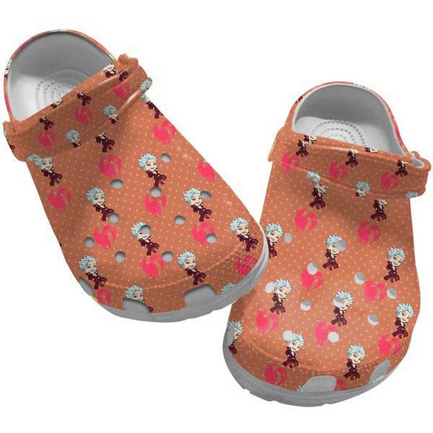 The Seven Deadly Sins Cute Chibi Ban Pattern Red With Polka Dots Clogs For Kids And Adults