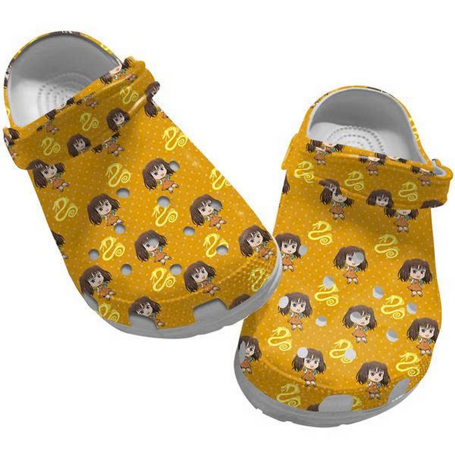 The Seven Deadly Sins Cute Chibi Diane Pattern Orange With Polka Dots Clogs For Kids And Adults