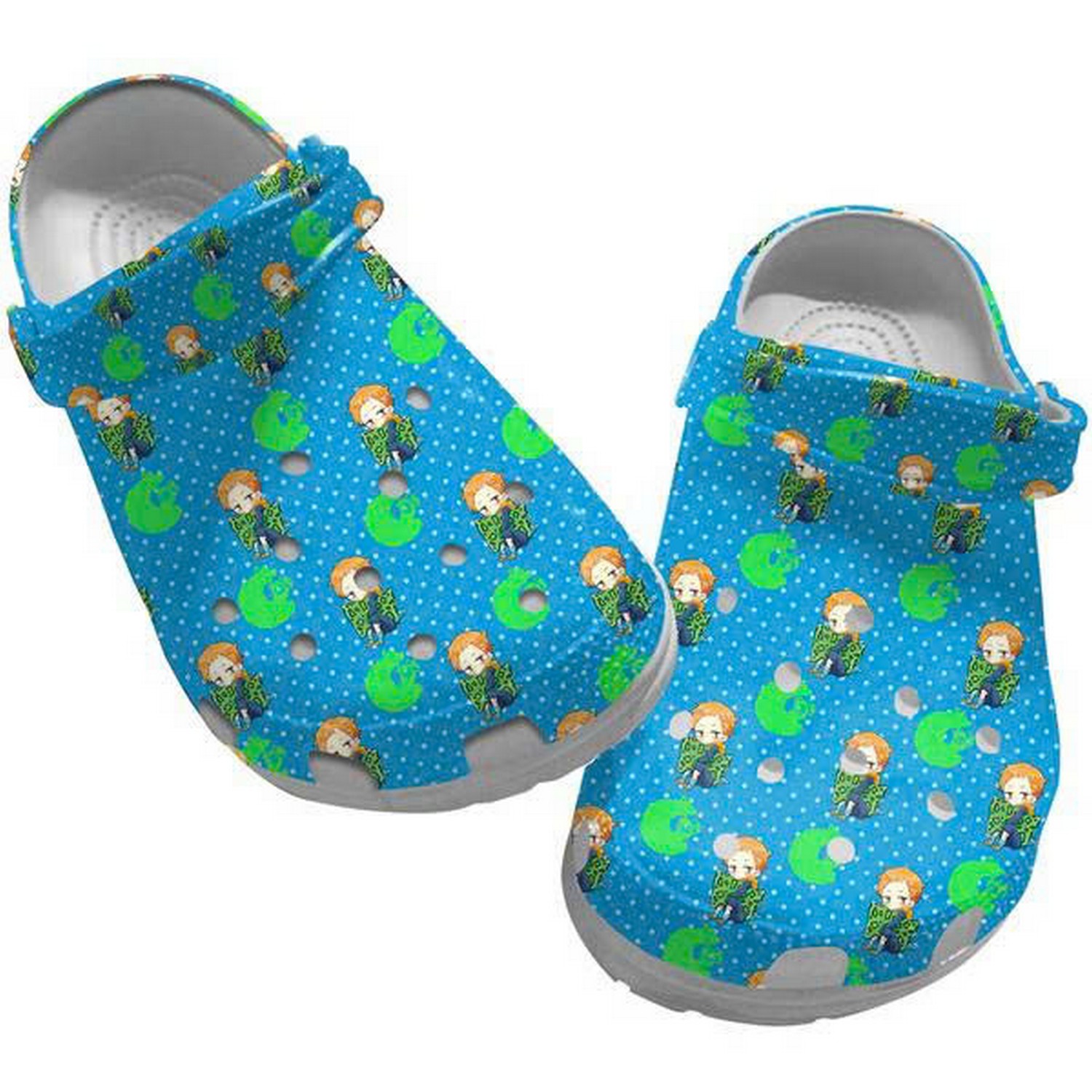 The Seven Deadly Sins Cute Derieri Pattern Blue With Polka Dots Clogs For Kids And Adults