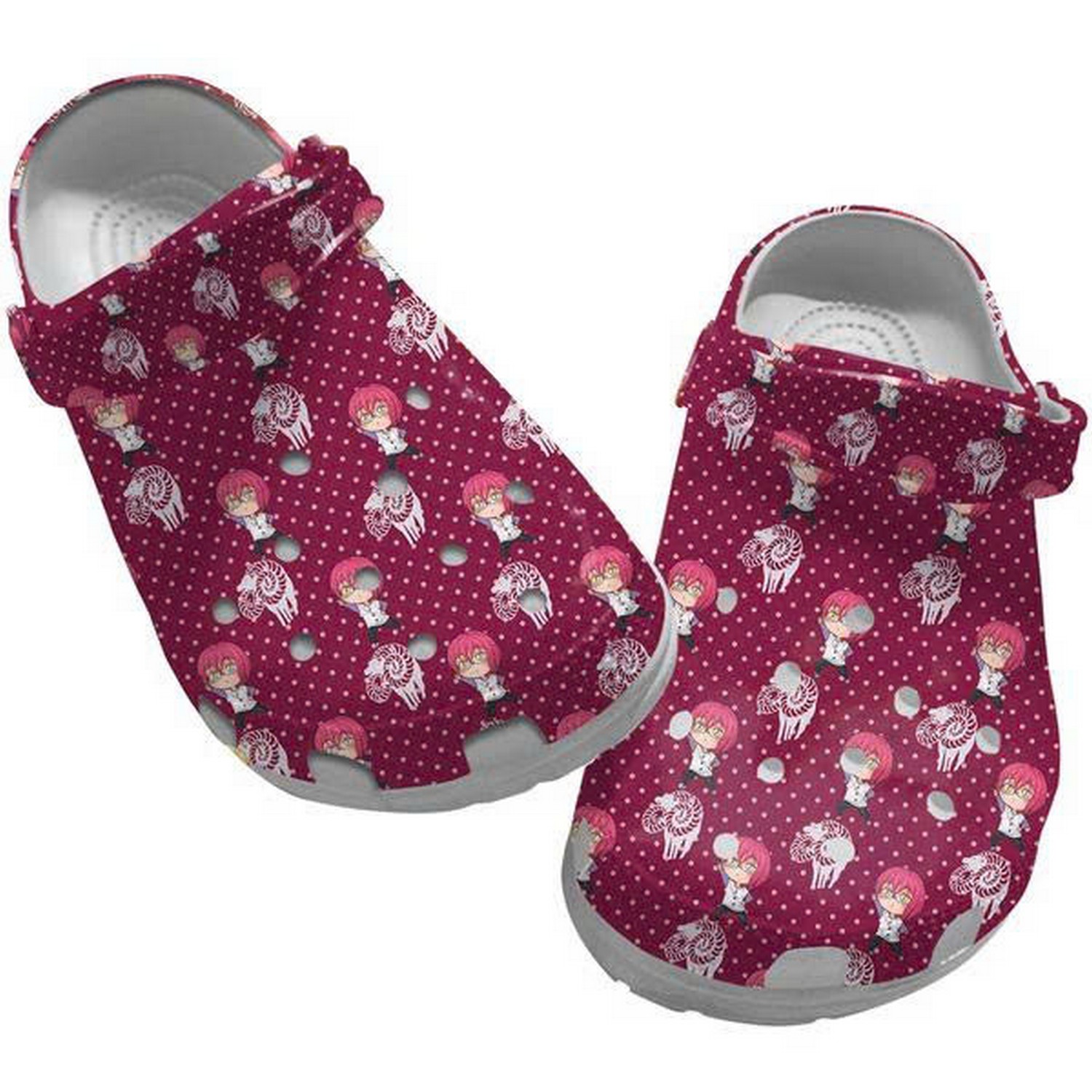 The Seven Deadly Sins Cute Gilthunder Pattern Pink With Polka Dots Clogs For Kids And Adults