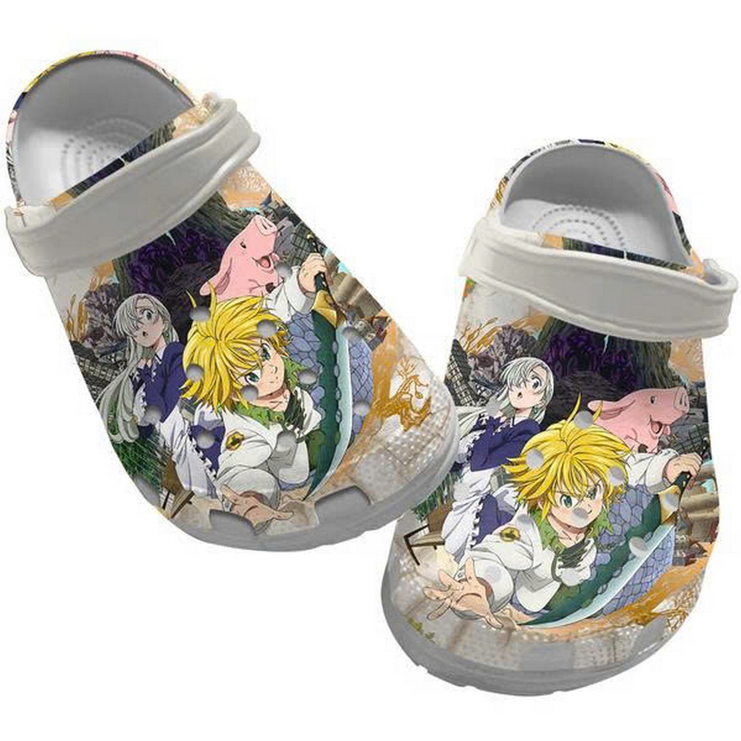 The Seven Deadly Sins Elizabeth And Meliodas And Pink Pig Clogs For Kids & Adults