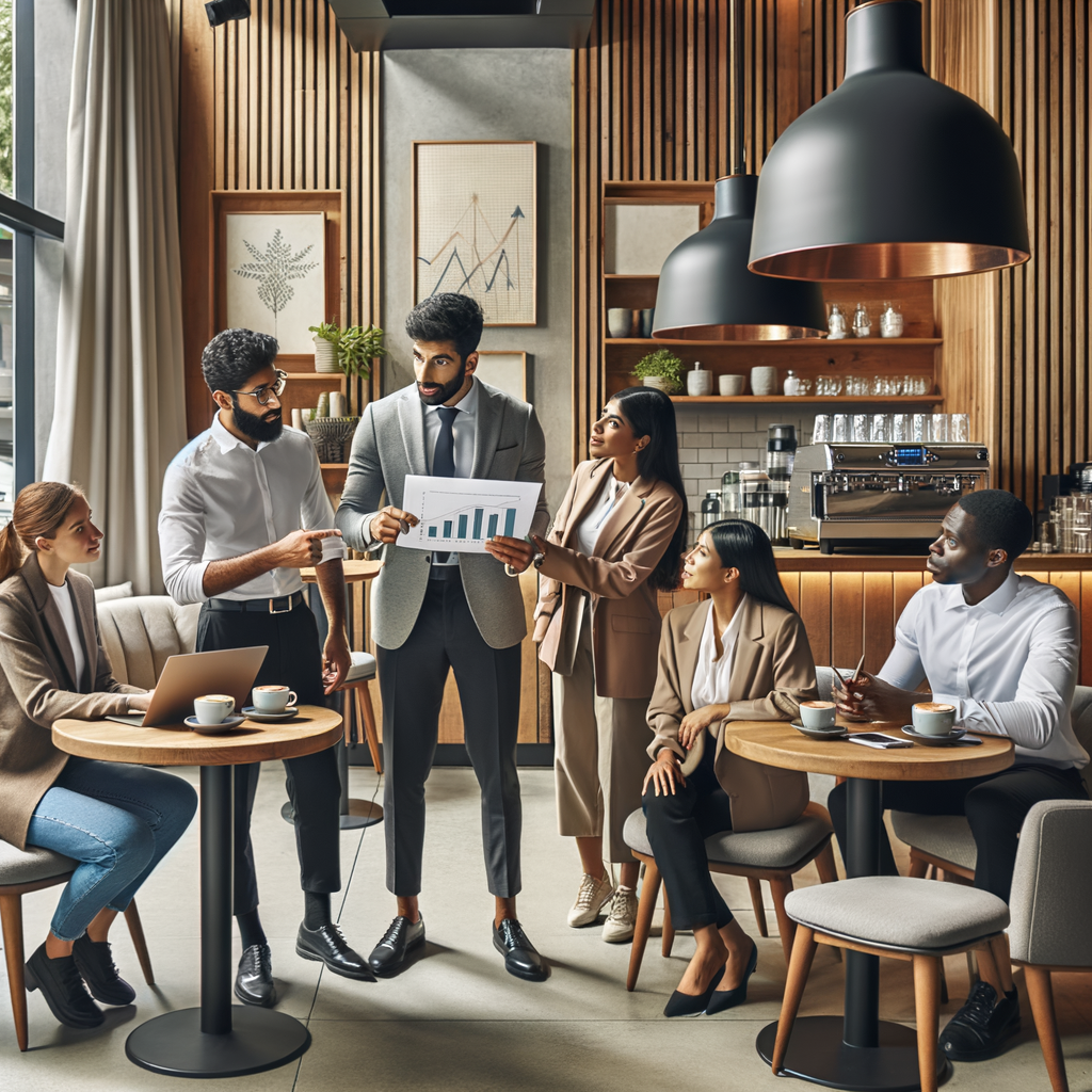 marketing demographics team in a scandinavian coffee shop