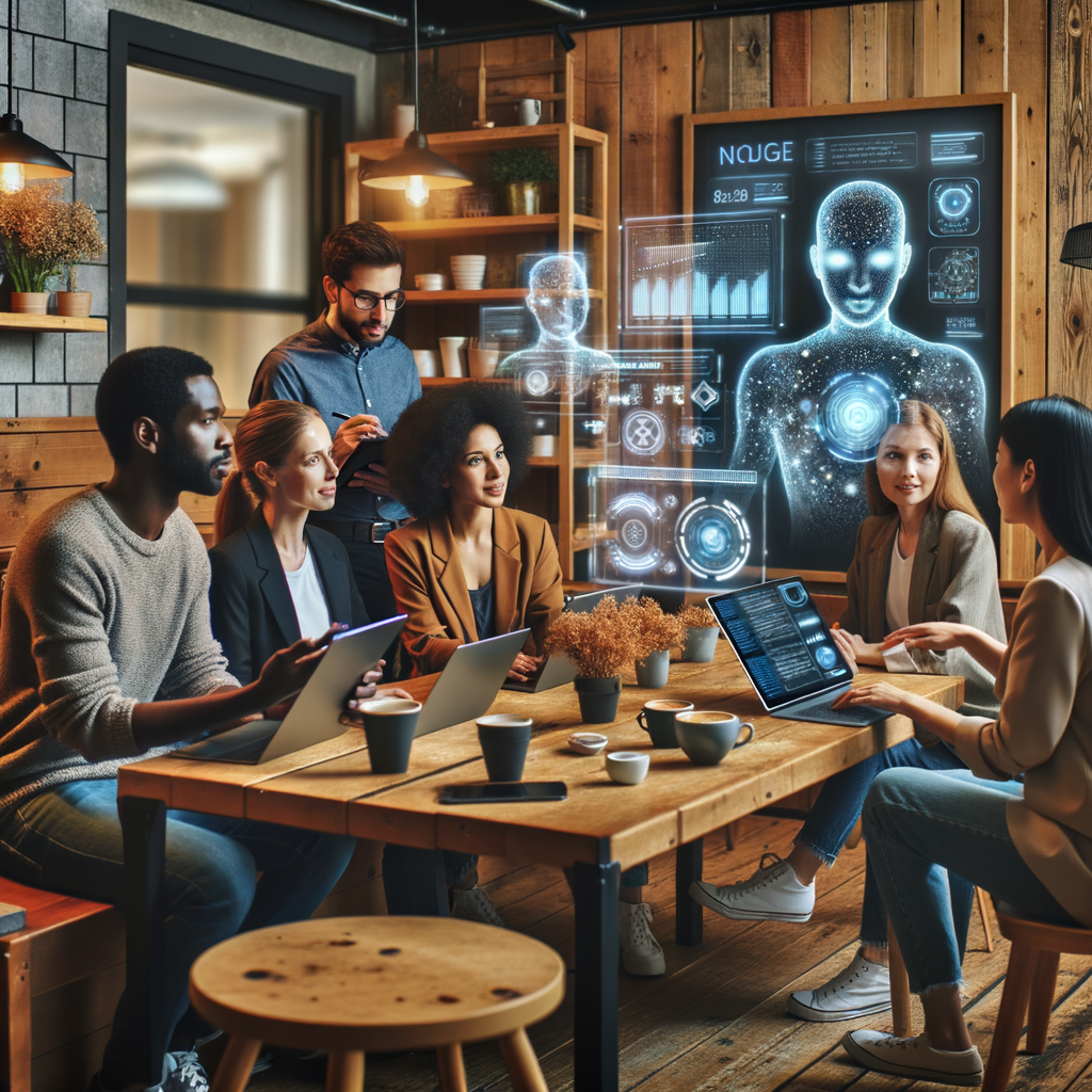 marketing channel artificial intelligence team in a scandinavian coffee shop
