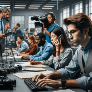 Journalism – Investigating and reporting news stories.