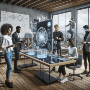 quantum physics team in a nordic office