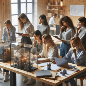 mathematics and engineering female team in a nordic office