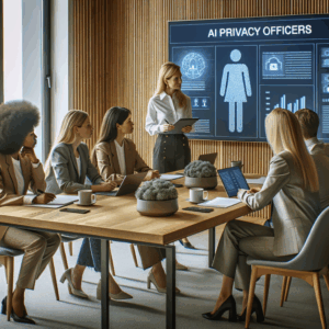 AI Privacy Officer female team in a nordic conference room