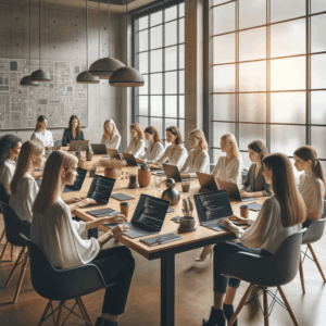 AI Automation Engineer female team in a nordic conference room