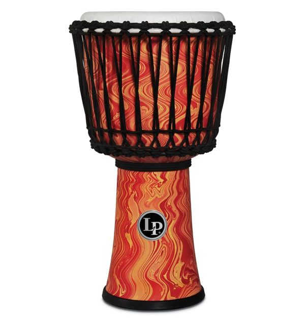 10 Inch Rope Tuned Circle Djembe With Perfectpitch Head, Orange Marble