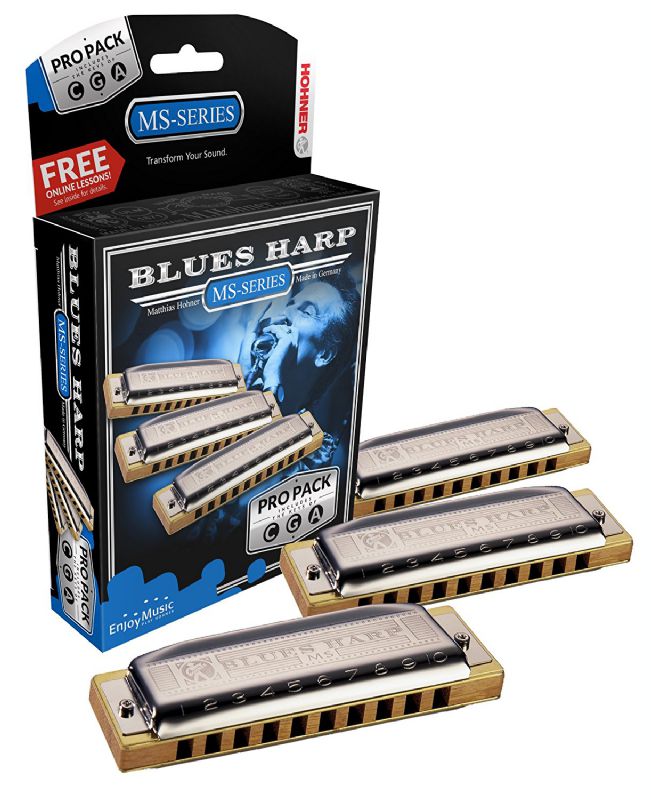 Blues Harp Harmonica, Pro Pack, Keys of C, G, and A Major Coast Music