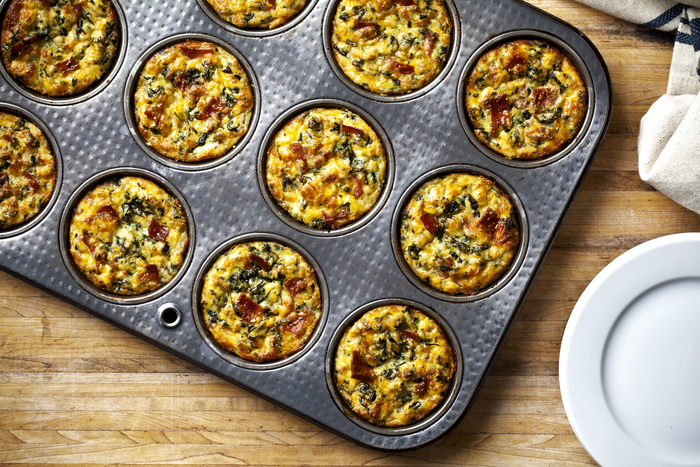 Individual Spinach and Bacon Quiches