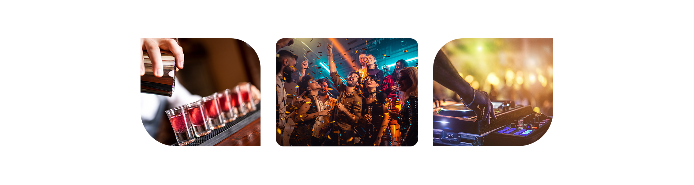 Bar and nightclub POS system image collage showing various nightlife images