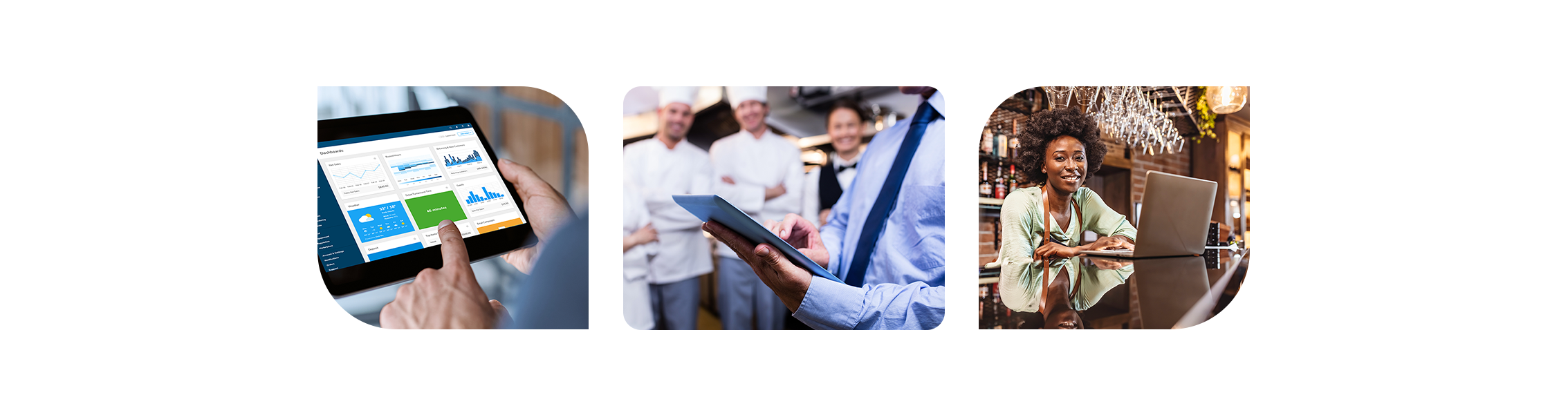 restaurant chain pos collage showing various restaurant operational procedures