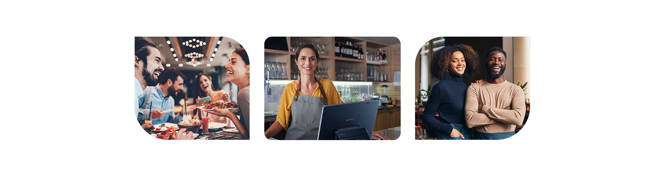 POS system image collage of restaurant owners and customers
