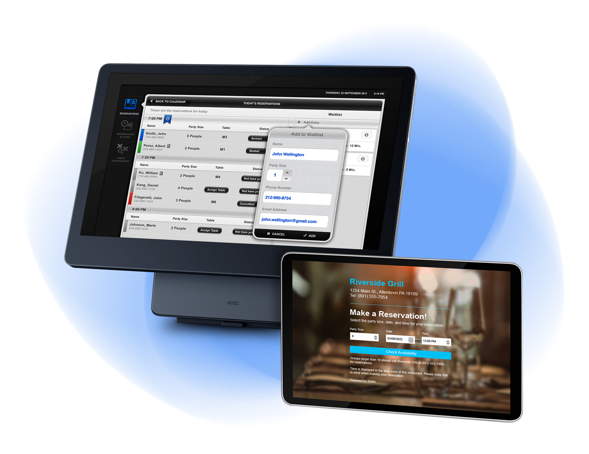 Managing restaurant reservations employee and customer facing interfaces