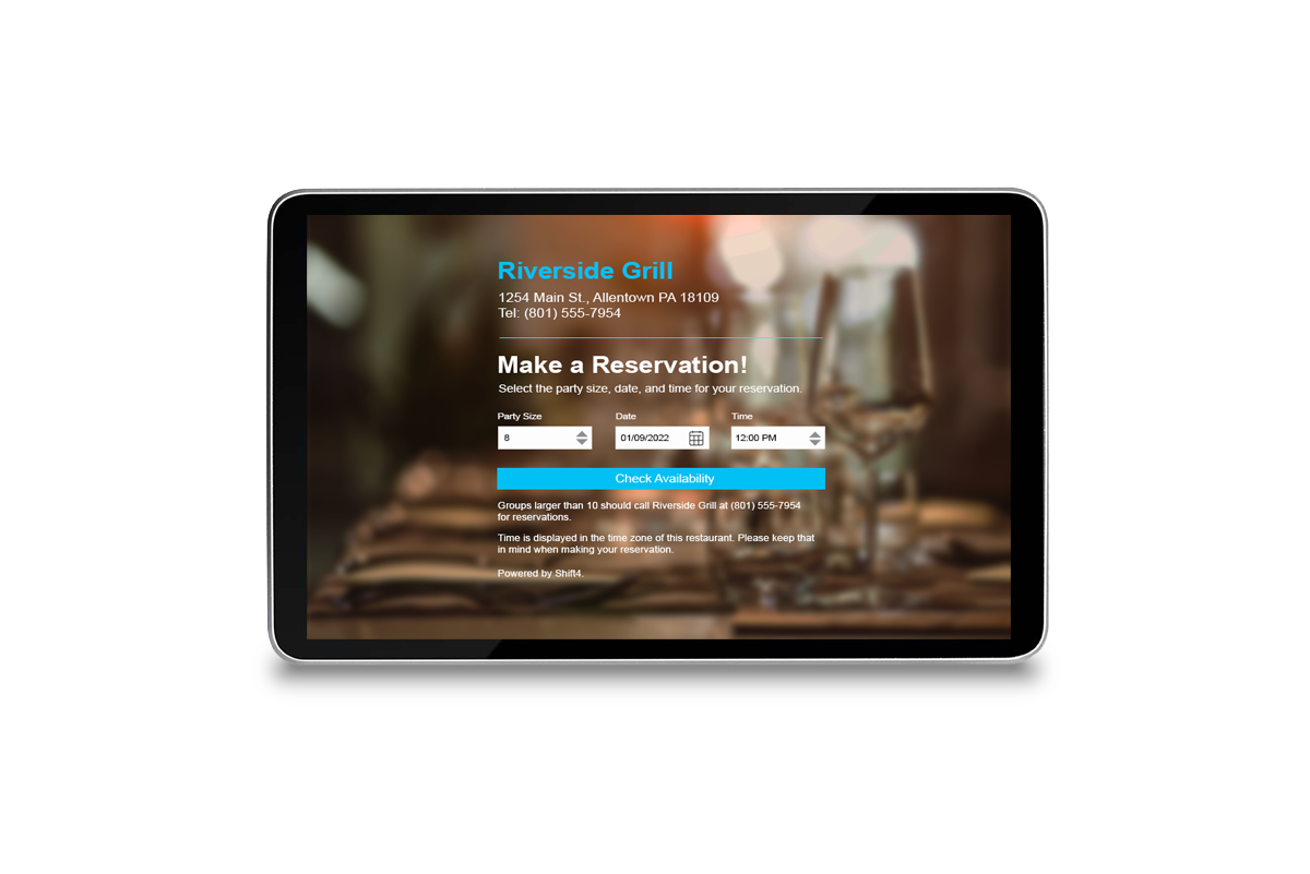 restaurant reservation management online customer interface