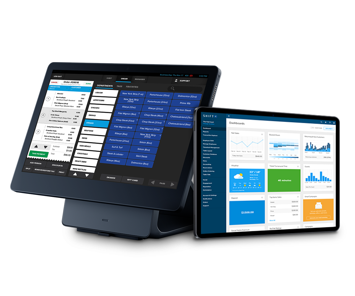 Table service pos SkyTab workstation and back office interface on a tablet