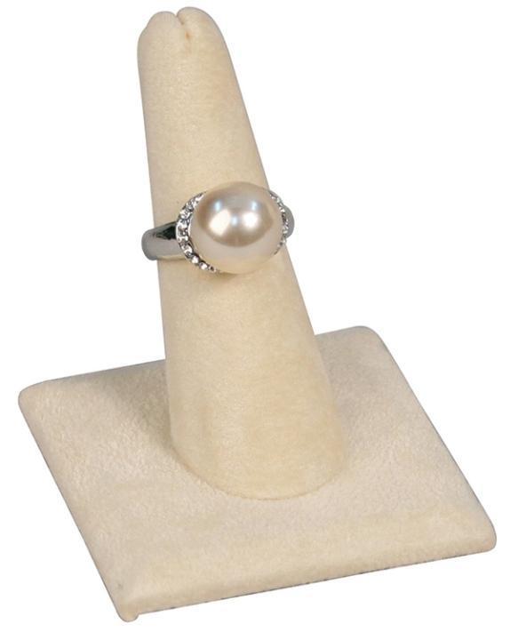Beige Suede Finger Ring Stand Jewelry Display