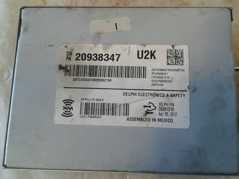 Used 2012 General Motors ACADIA satellite receiver (opt U2K) - Stock #019006
