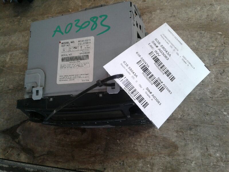 Used 2003 Toyota COROLLA w/o cassette - Stock #A03083