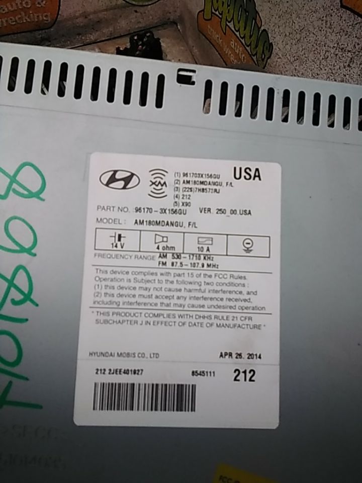 Used 2014 Hyundai ELANTRA Radio Audio - Stock #H01868