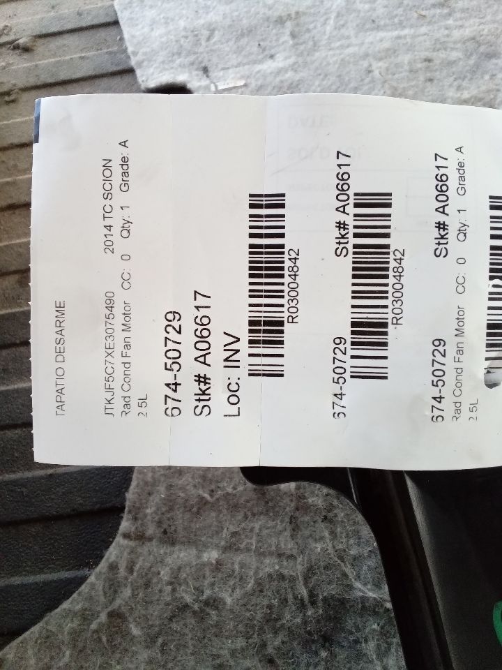 2014 Scion SCION TC Rad Cond Fan Motor