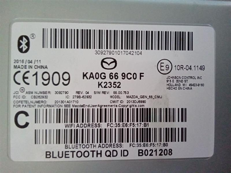 Used 2016 Mazda MAZDA 6 LCD display - Stock #J00222