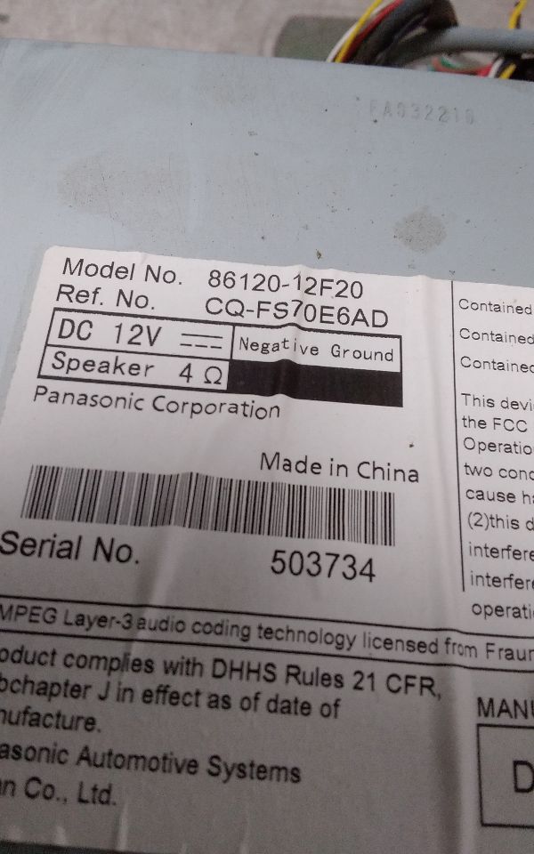 Used 2011 Toyota COROLLA ID 518B5 on radio face - Stock #H08691