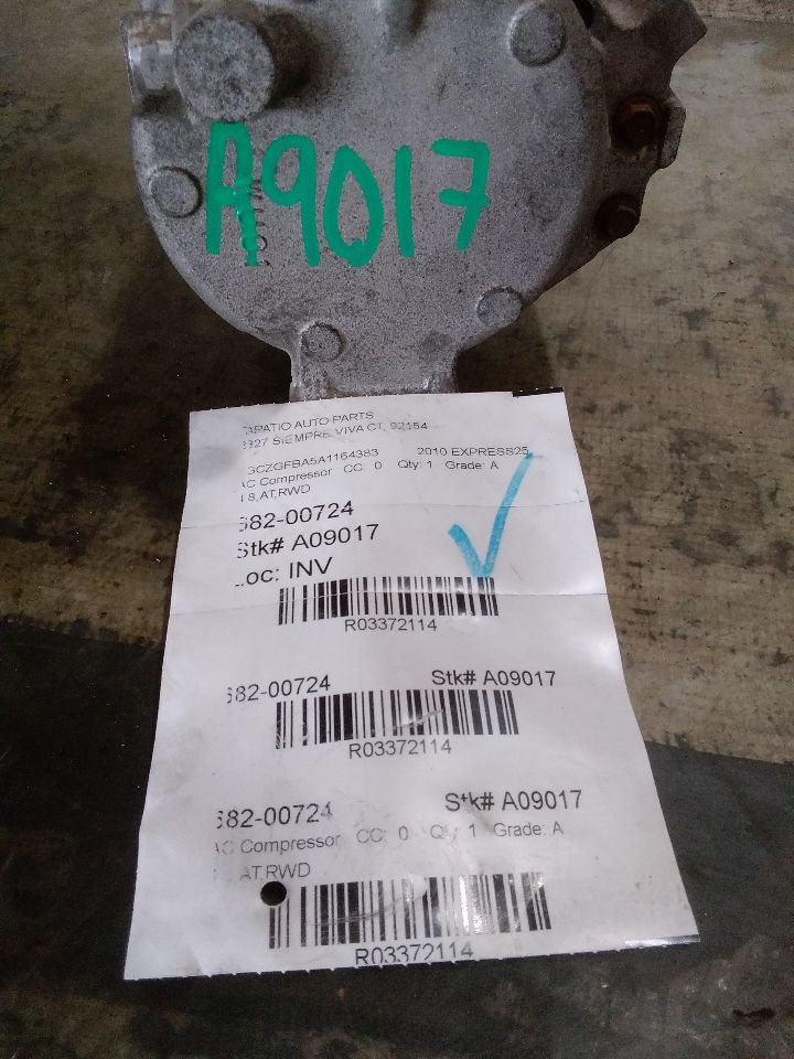 Used 2010 General Motors EXPRESS 2500 VAN AC Compressor - Stock #A09017