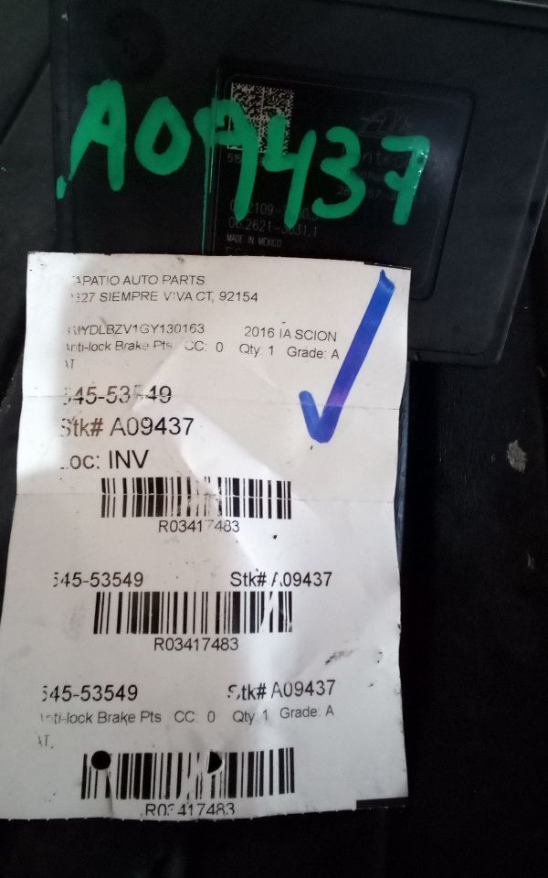 Used 2016 Scion SCION IA Anti-lock Brake Pts - Stock #A09437