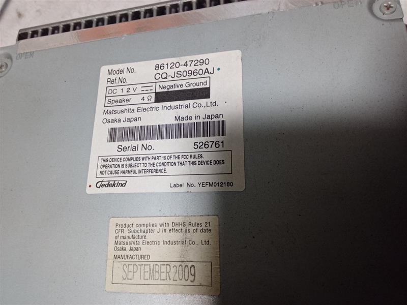 Used 2010 Toyota PRIUS ID 51883 on radio face - Stock #H12112